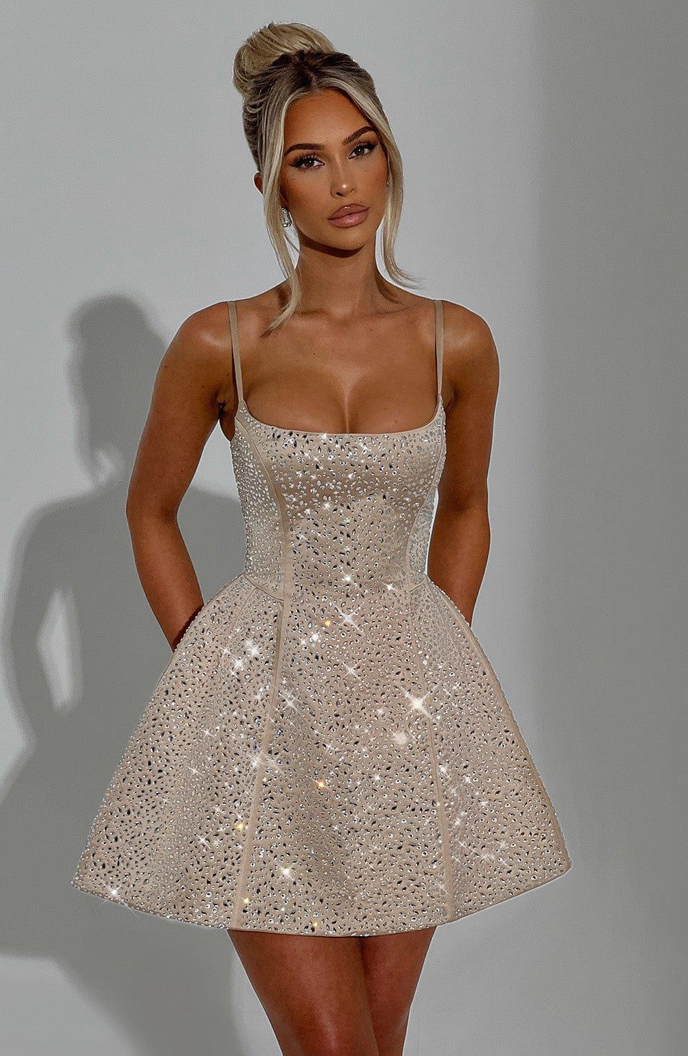 Angelique Mini Dress - Champagne Product Image