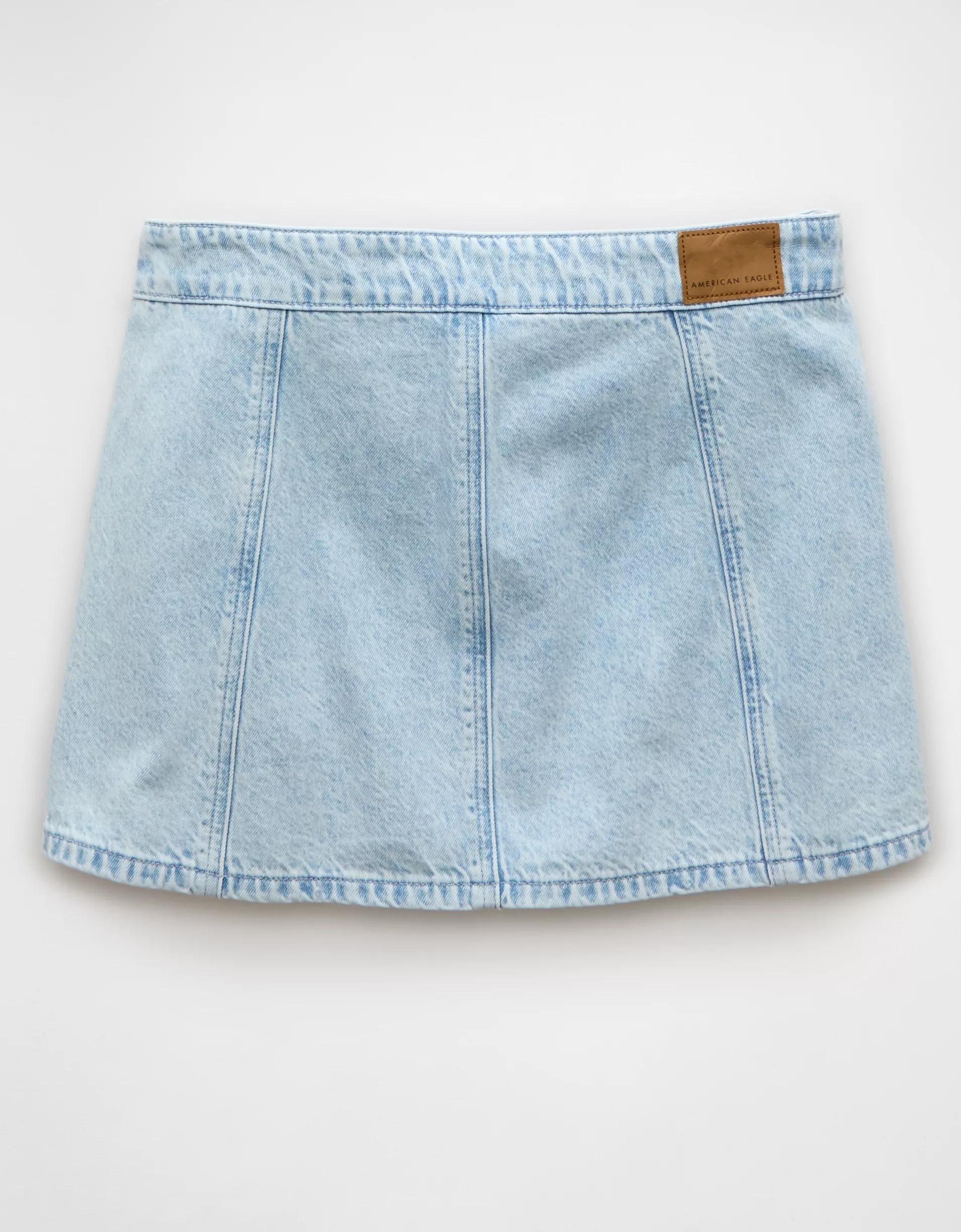 AE Pleated Denim Mini Skort Product Image