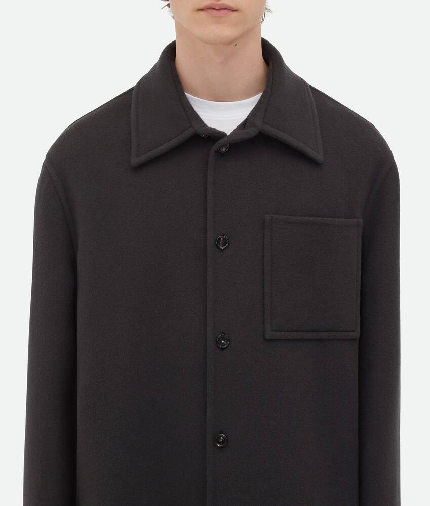 Men's Soft Double Cashmere Coat in Charcoal Product Image