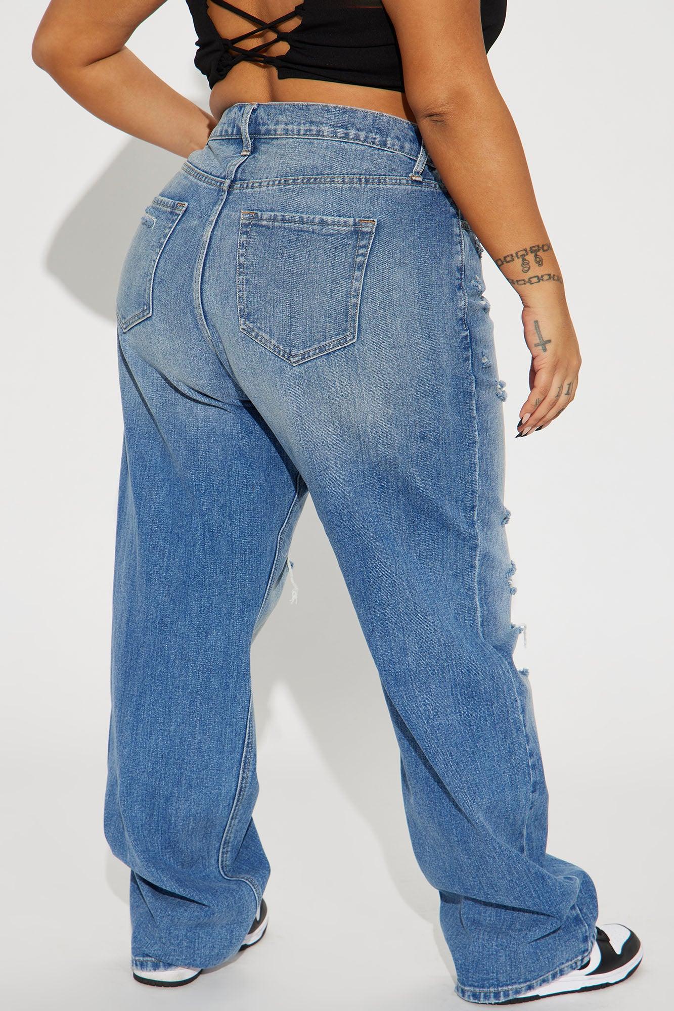 On Trend 90's Baggy Jeans - Medium Blue Wash Product Image