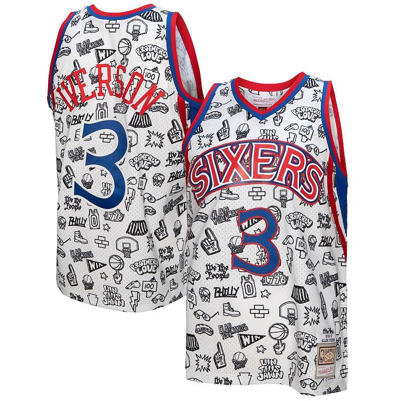 Men's Mitchell & Ness Allen Iverson White Philadelphia 76ers 1996/97 Swingman Jersey, Size: 2XL, 76r White Product Image