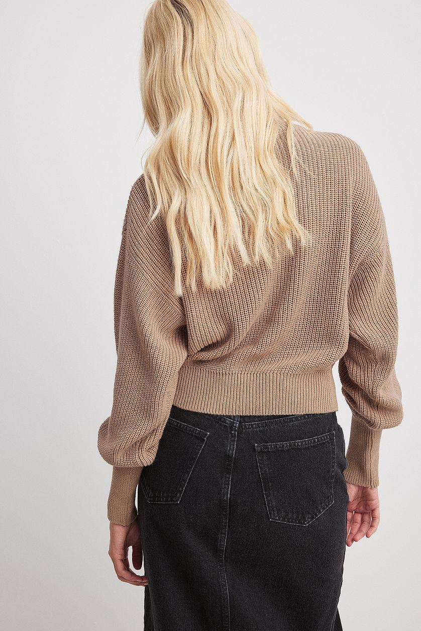 Volume Sleeve High Neck Knitted Sweater Product Image