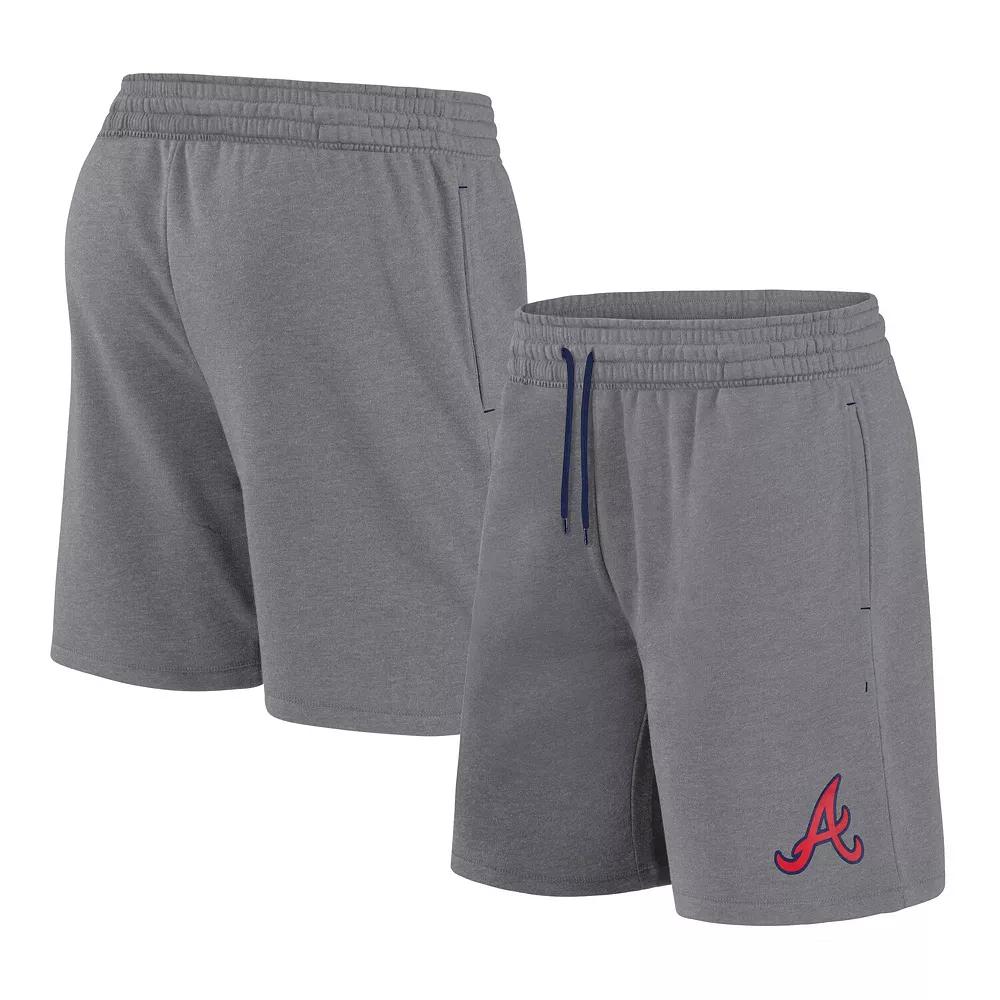 Men's Fanatics  Heather Gray Atlanta Braves Logo Shorts, Size: XL, Grey Product Image