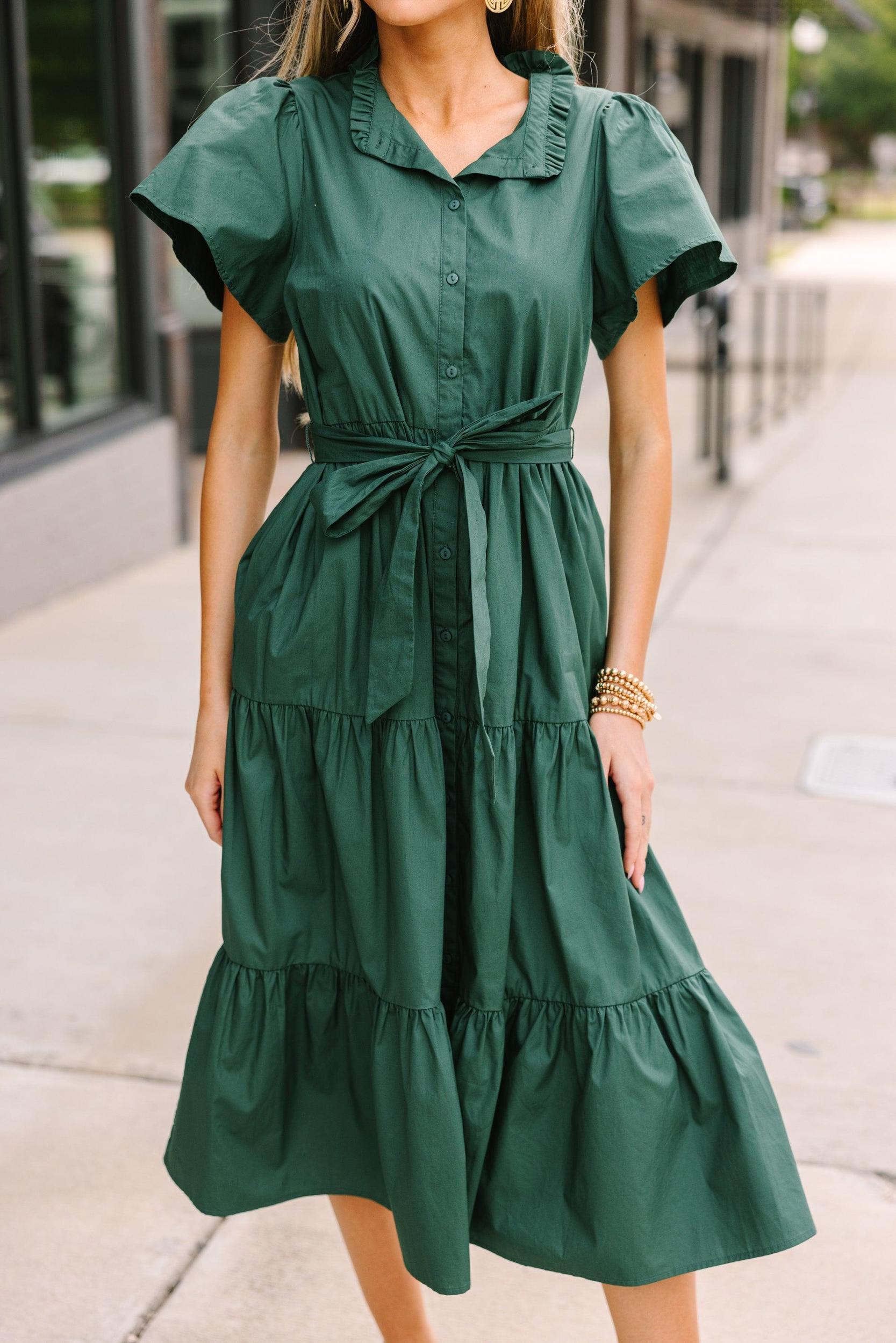 Sugarlips: Get What You Need Emerald Green Tiered Midi Dress Female Product Image