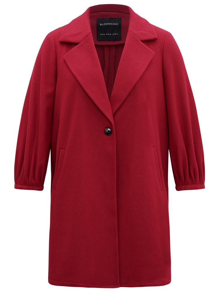 Lapel Collar Pocket Button Up Coat Female Product Image