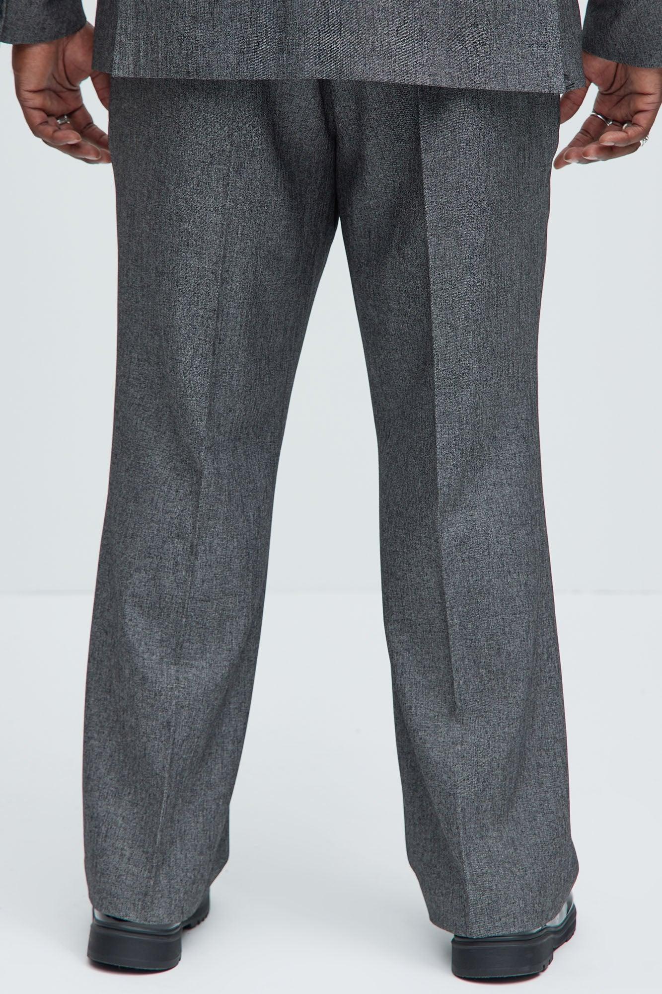 Porter Textured Straight Trousers - Charcoal Product Image