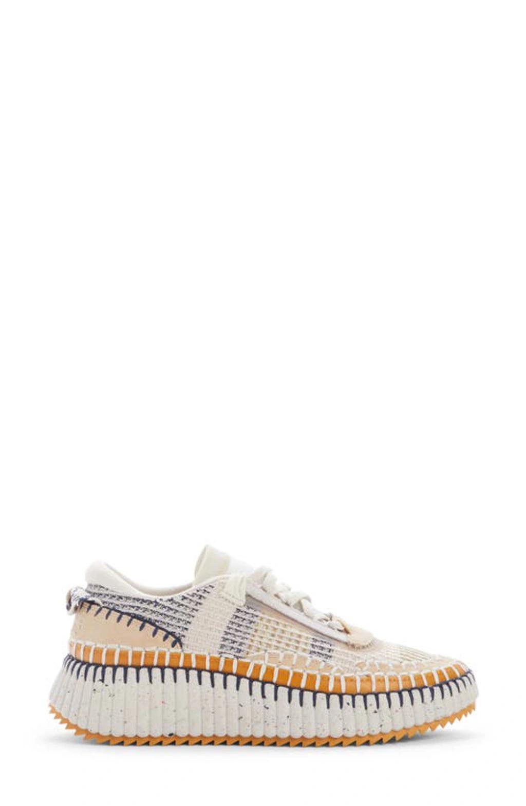 CHLOÉ Nama Embroidered Suede And Recycled-mesh Sneakers In Biscotti Beige Product Image
