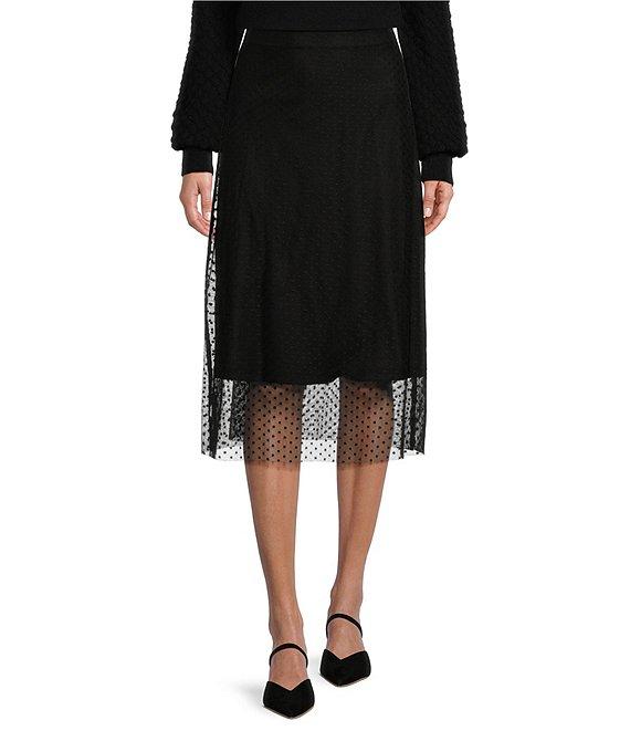 C&V Chelsea & Violet Mesh Dot Midi Skirt Product Image