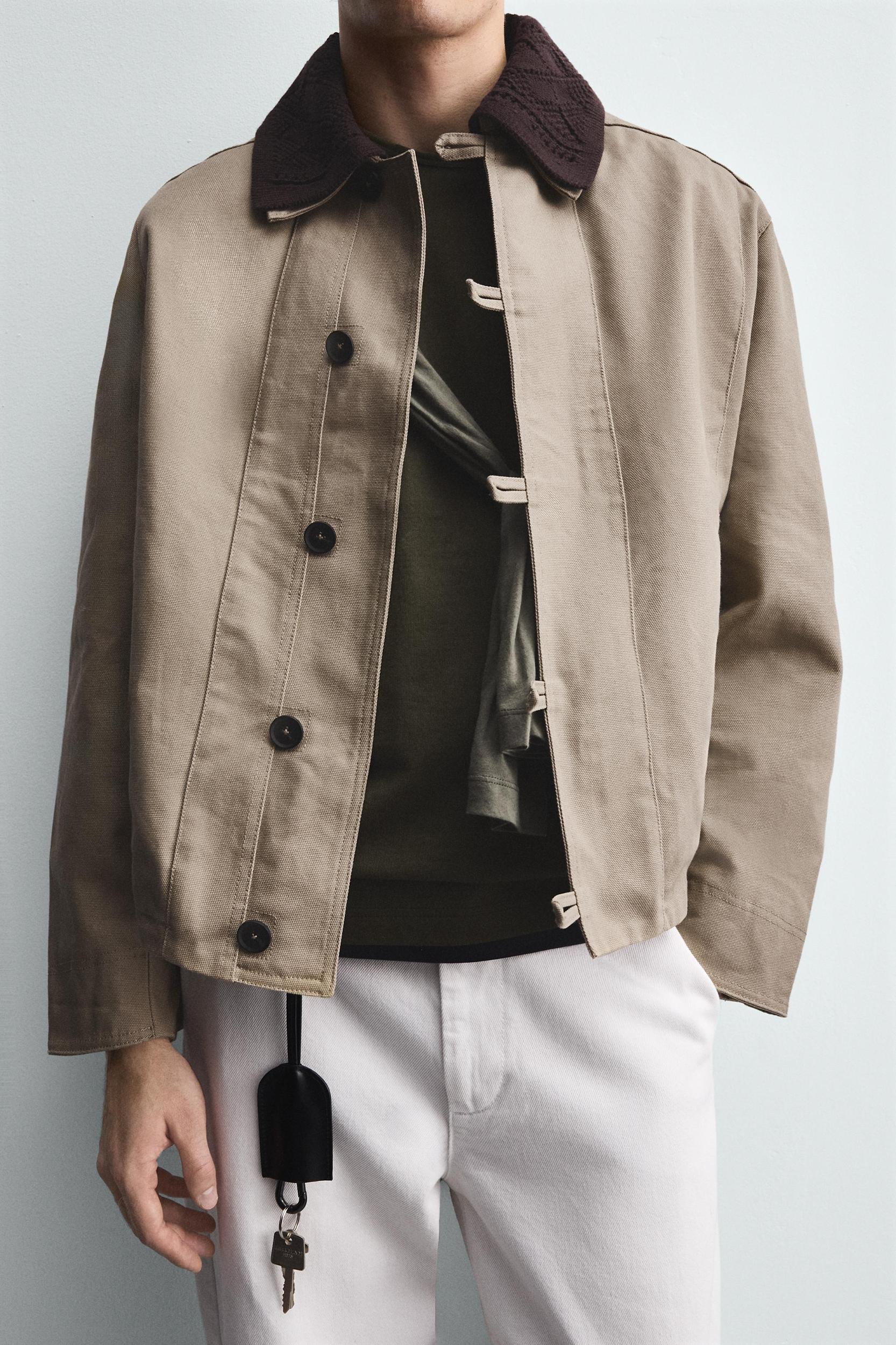 CONTRAST CROCHET COLLAR JACKET Product Image