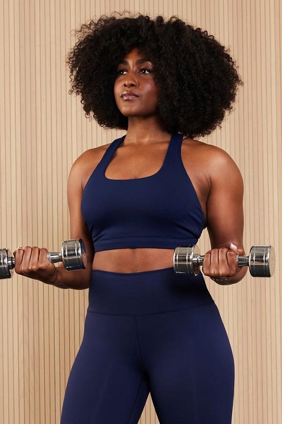 Fabletics Kessler Medium Impact Sports Bra Womens Deep Navy/Multi plus Size 2X Product Image