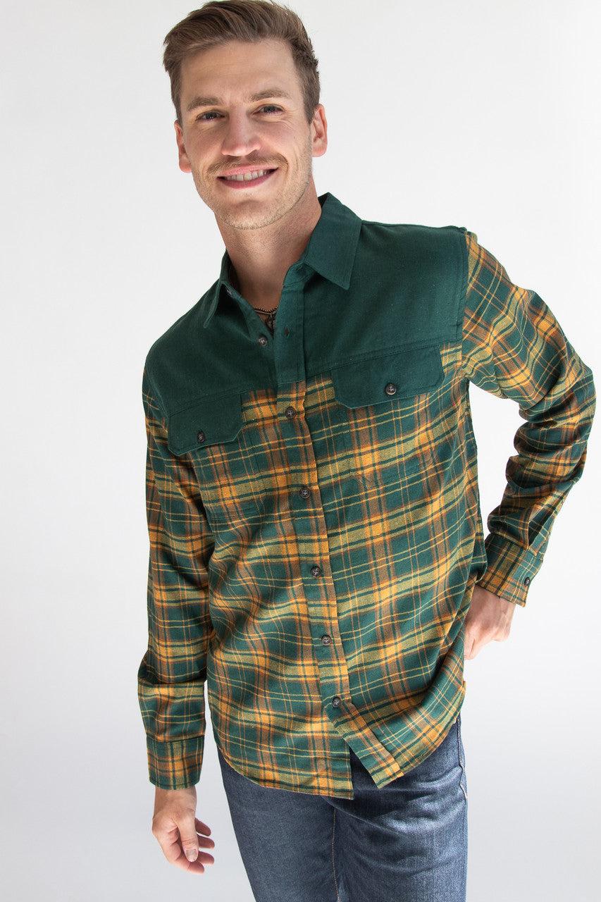 Forest Green Plaid Flannel Shirt Product Image