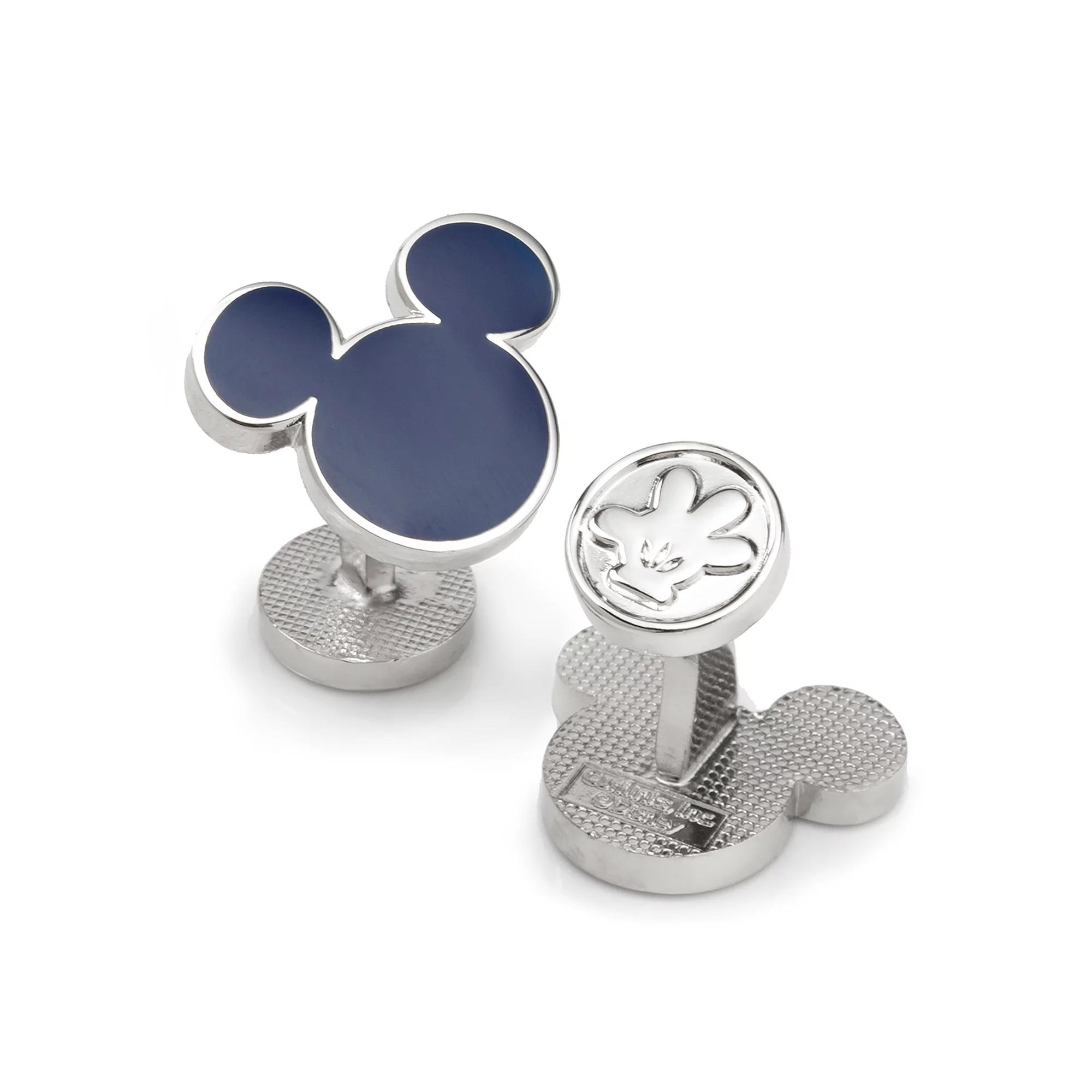 Men's Mickey Mouse Silhouette Blue Cufflinks Product Image