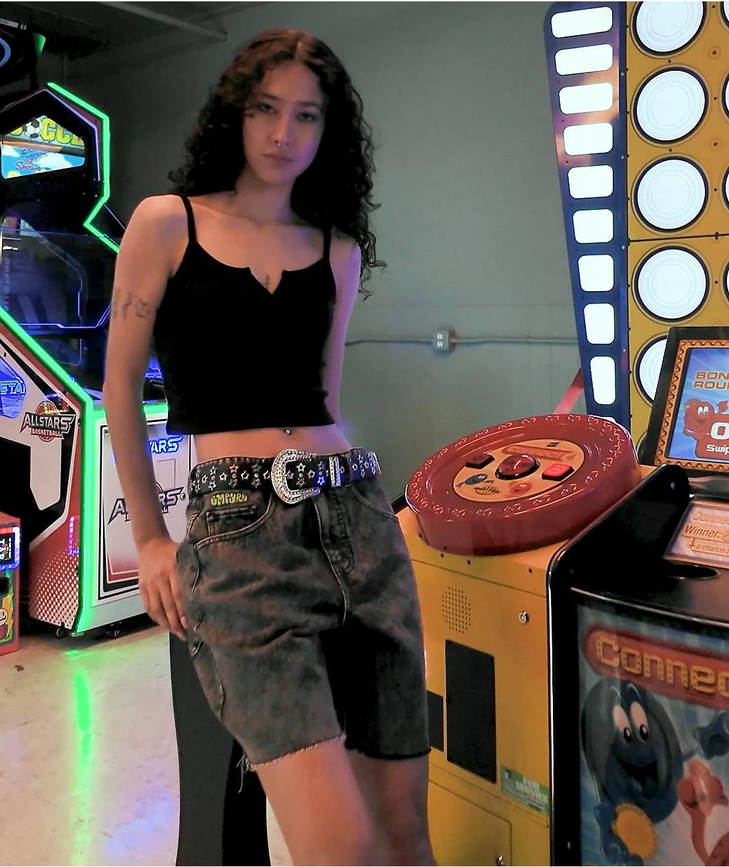 Empyre Loiter Obscure Grey Wash Straight Leg Denim Shorts Product Image