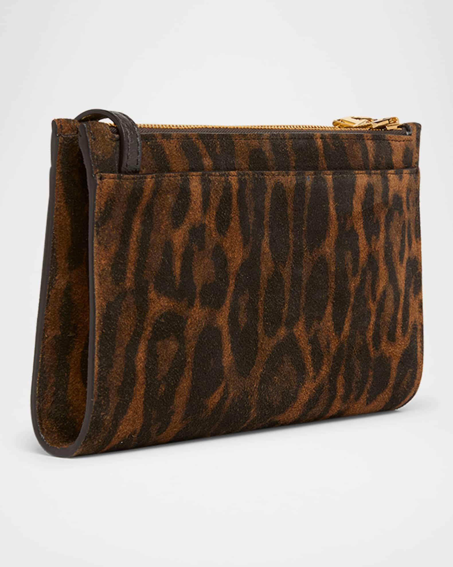 Padlock Mini Crossbody Bag in Ocelot-Print Suede Product Image