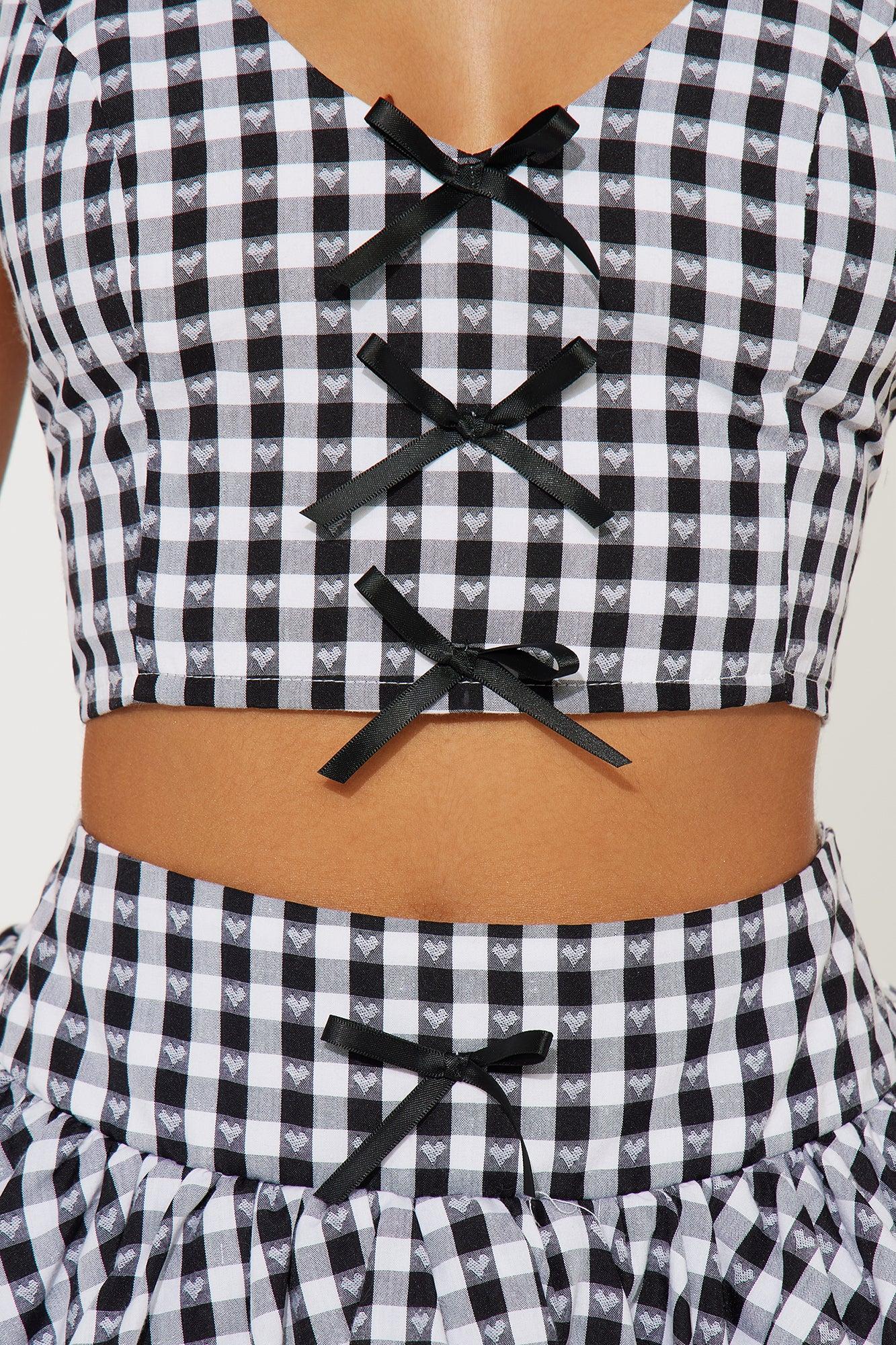 Grace Gingham Bubble Skirt Set - Black/combo Product Image