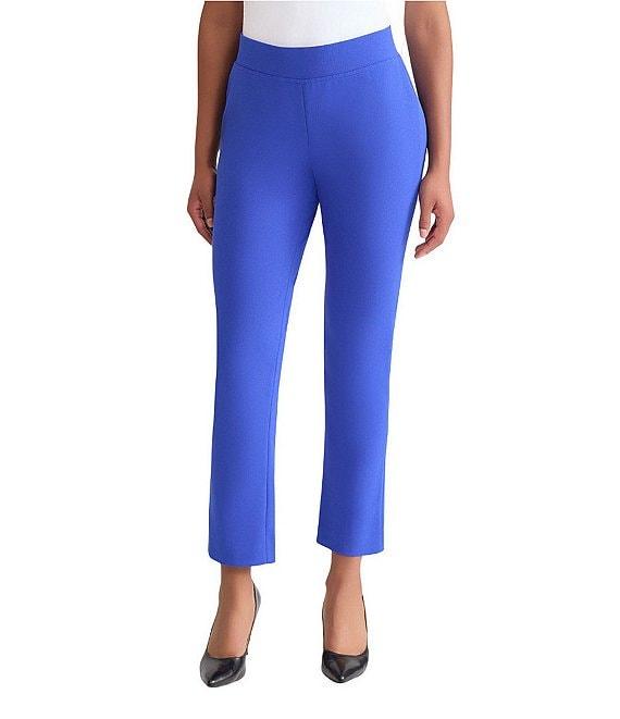 Ming Wang Stretch Crepe Flat Front Straight-Leg Ankle Pants Product Image
