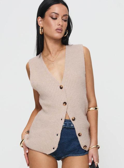 Nowah Knit Vest Beige Product Image