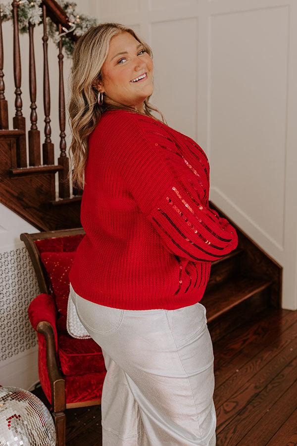 Holiday Fun Sequin Sweater in Red Curves Product Image