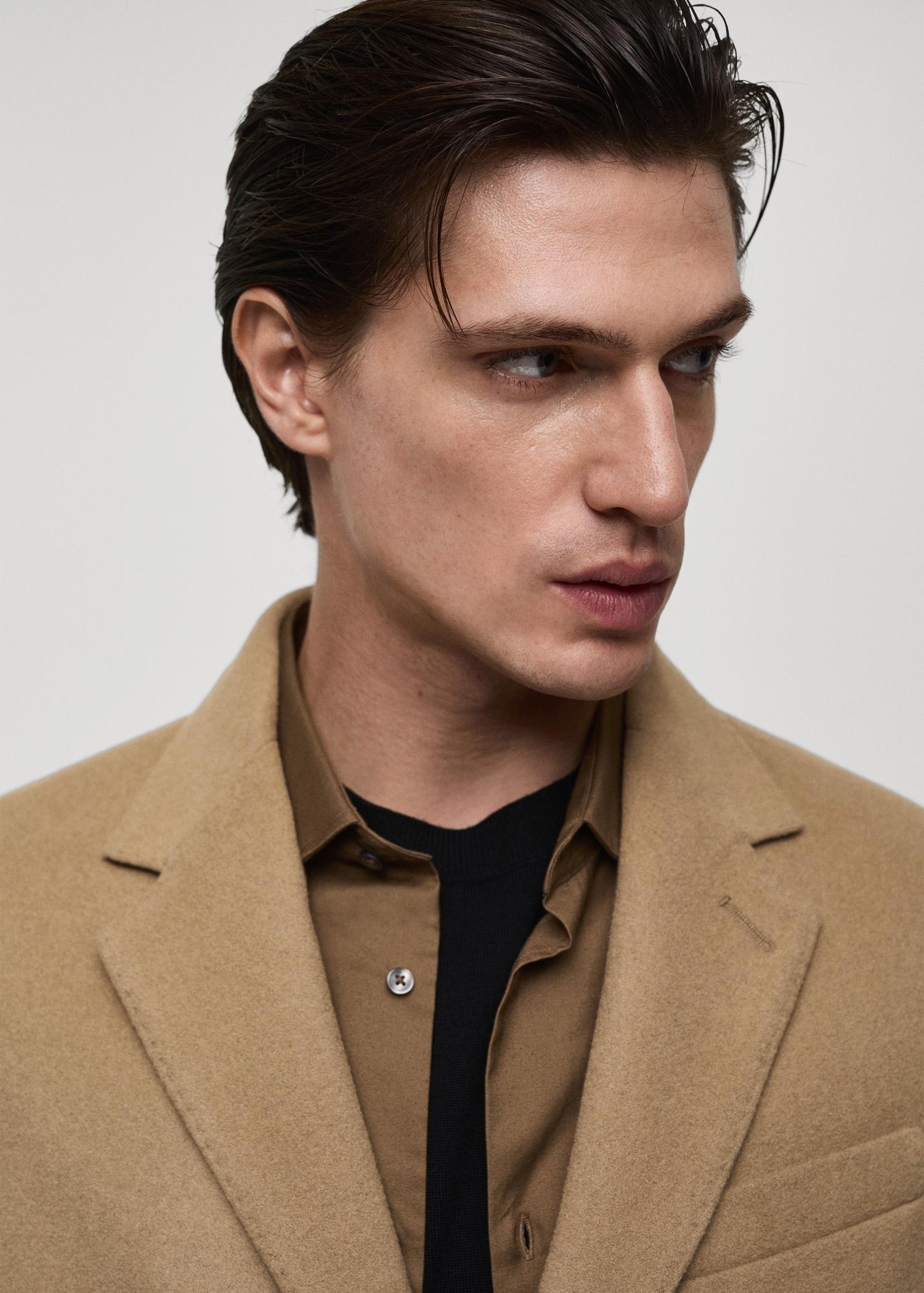 Long recycled wool coat - Men | MANGO USA Product Image