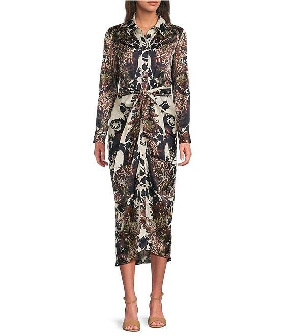 Alex Marie Adriana Collared Tie Waist Midi Dress Product Image