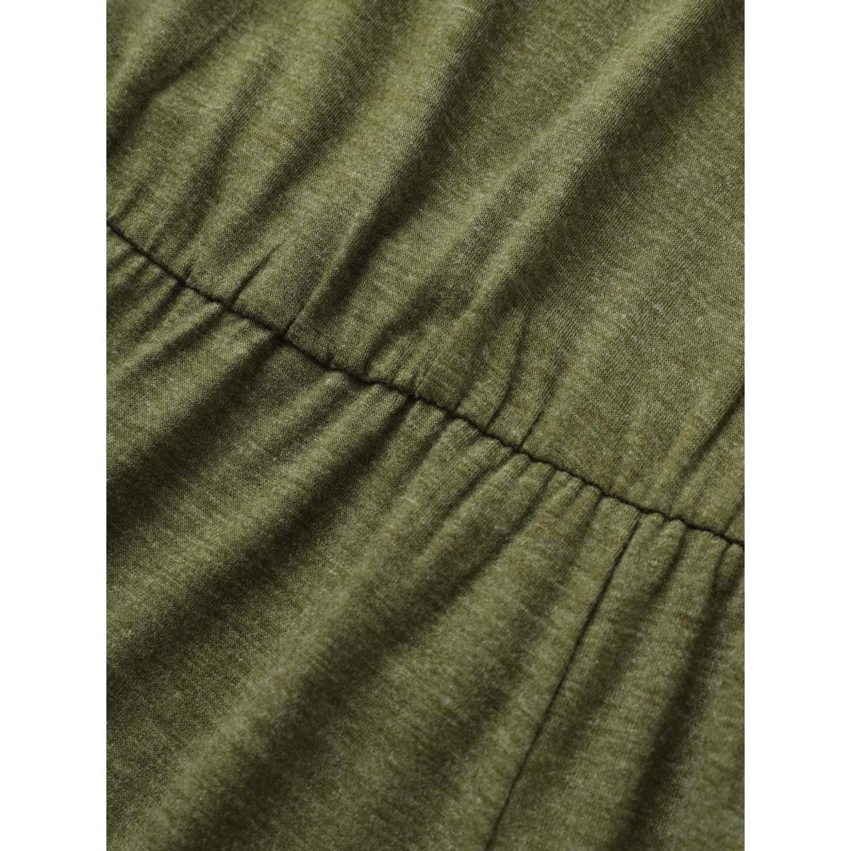 Plus Size Supersoft Essentials Solid Hanky Hem Dress Sage Women Casual Non Round Neck Short sleeve Curvy Midi Dress BloomChic 18-20/2X Product Image