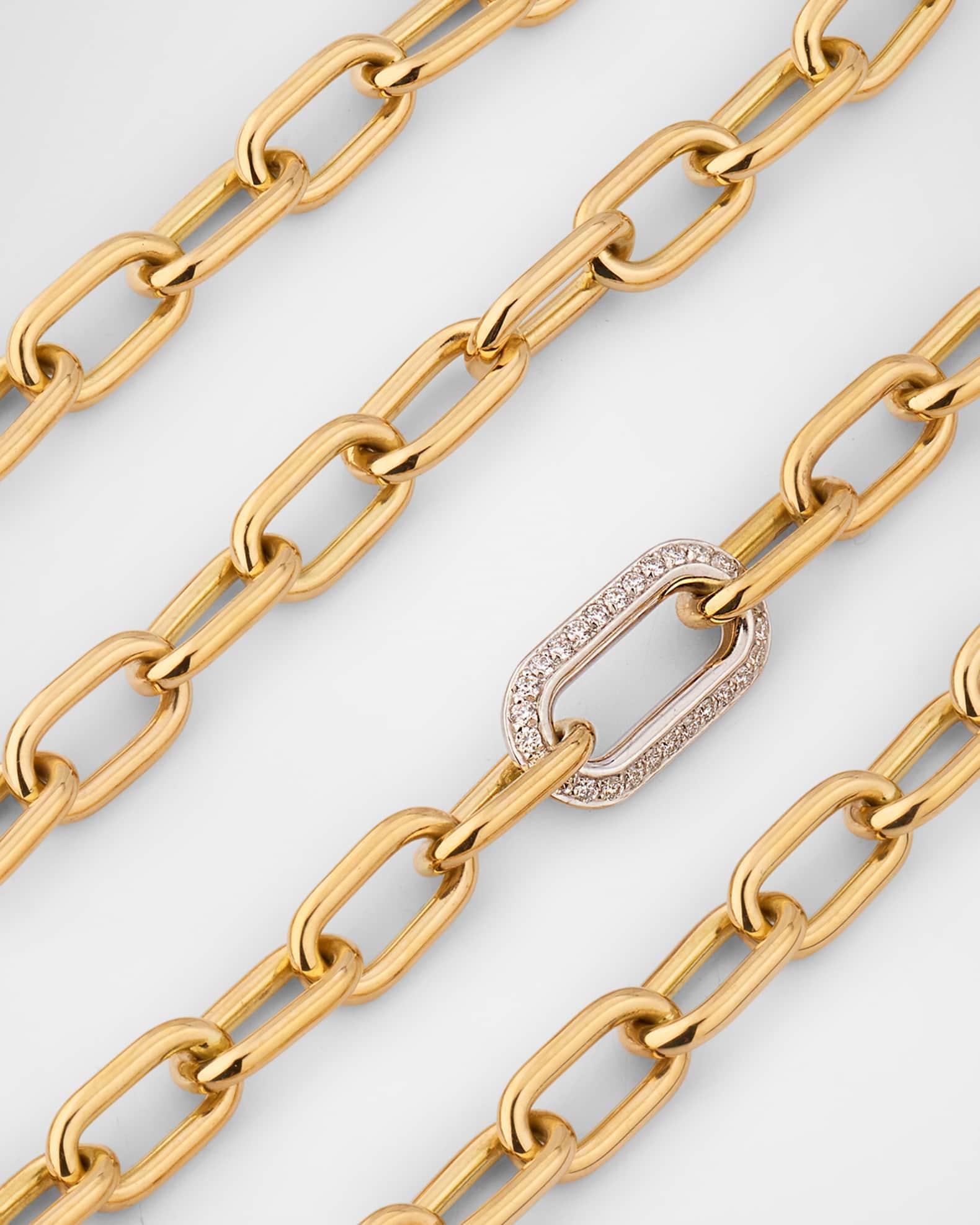 18K Gold Paperclip Necklace with Diamonds Product Image