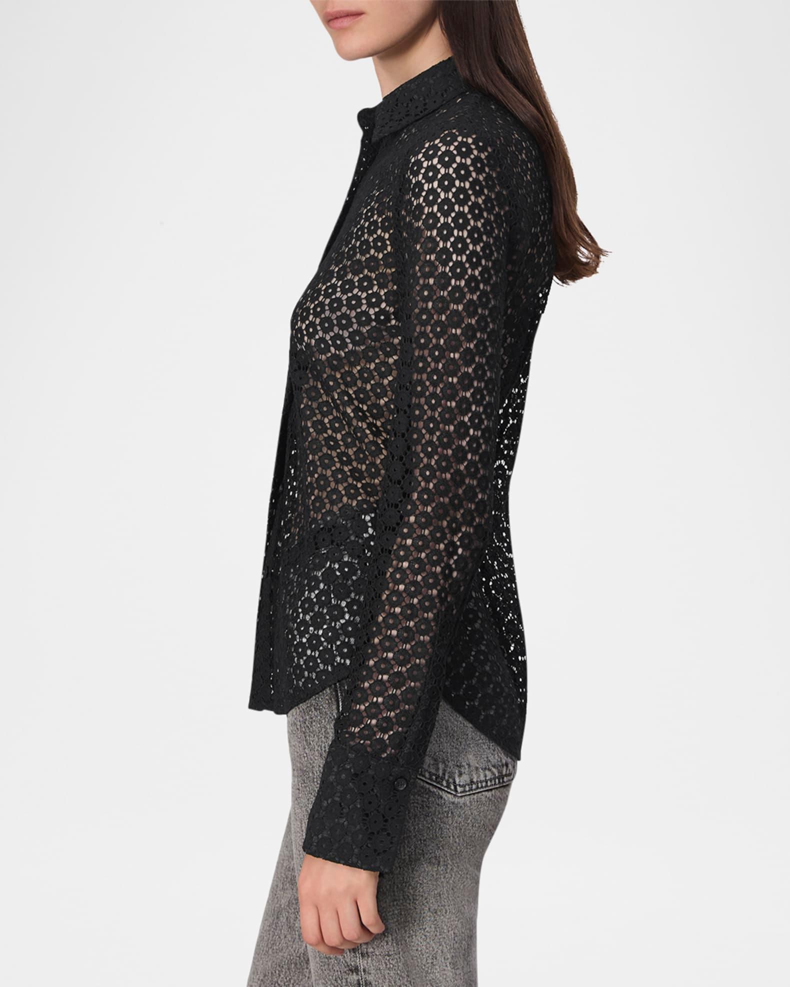Yvette Button-Front Lace Shirt Product Image