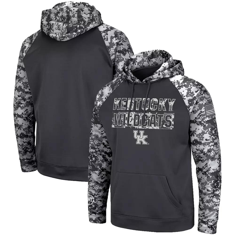 Men's Colosseum Charcoal Kentucky Wildcats OHT Military Appreciation Digital Camo Pullover Hoodie,  Product Image