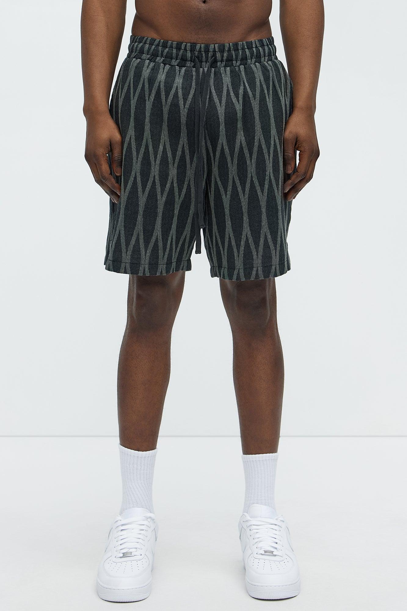 Waved Lines Cuban Collar Button Up Shirt - Black/combo Product Image