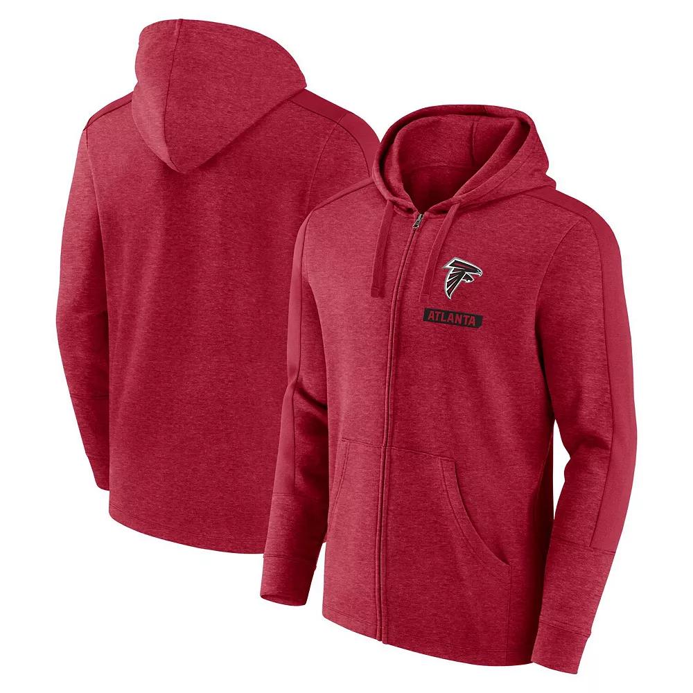 Men's Fanatics Heather Red Atlanta Falcons Gains Full-Zip Hoodie,  Product Image