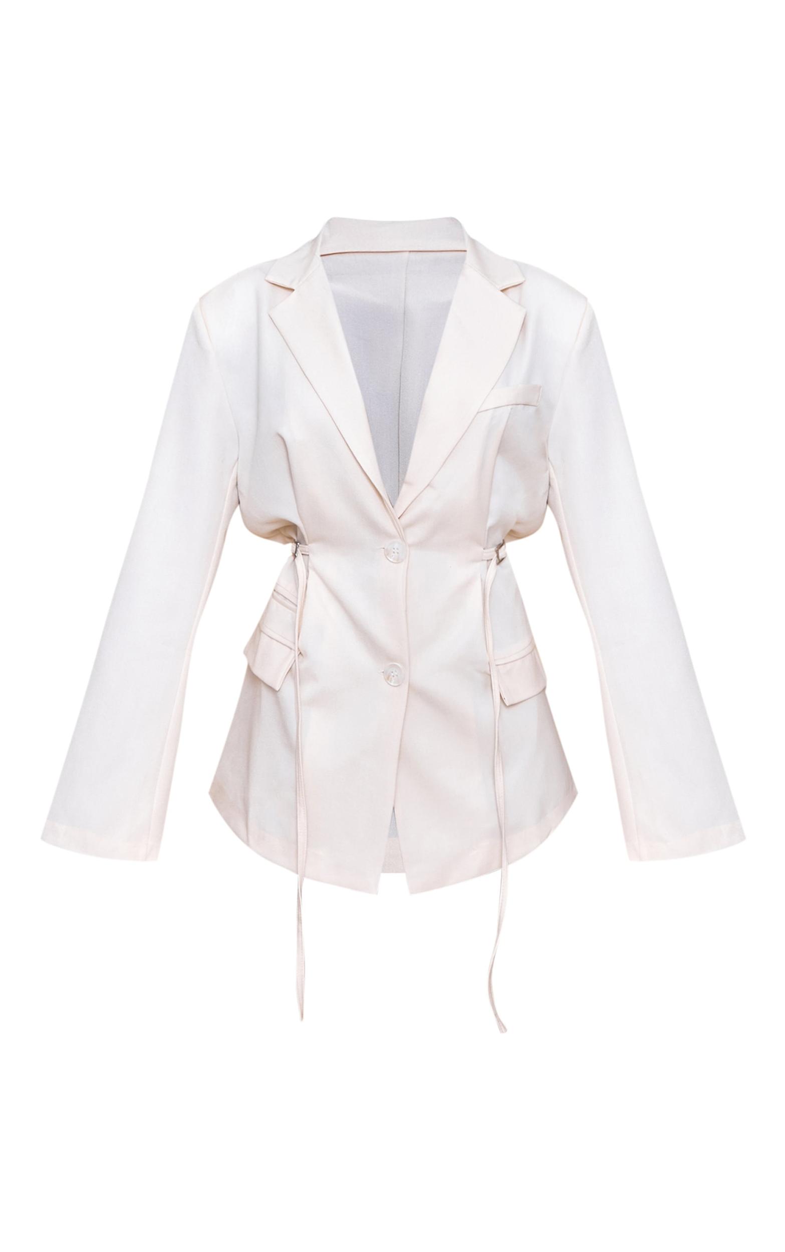 Ecru Belt Detail Blazer Product Image