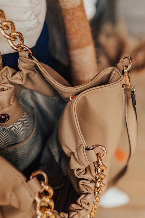 The Preston Faux Leather Tote In Beige Product Image