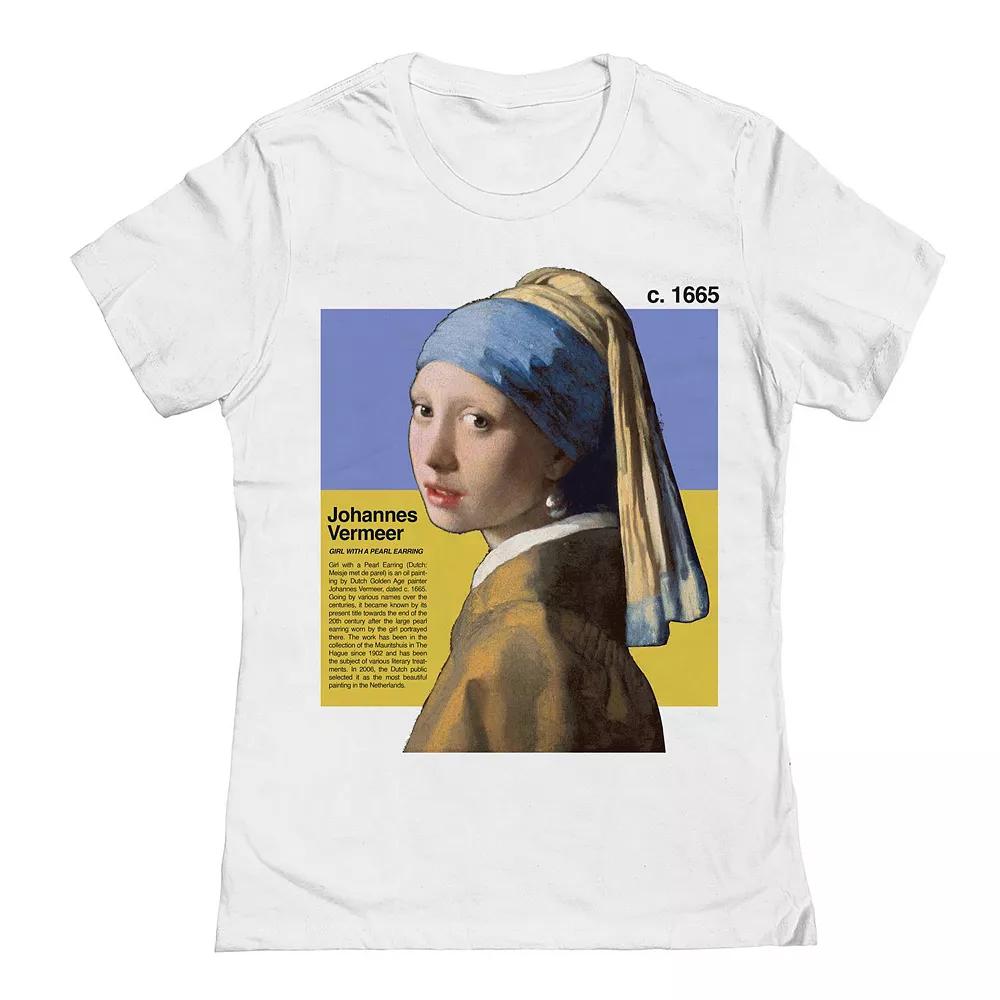 Junior's Johannes Vermeer- Pearl Earring Womens Graphic Tee, Girl's, Size: XXL, White Product Image