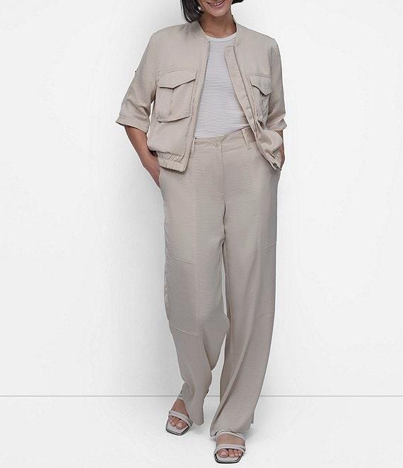 DKNY by Donna Karan Short Sleeve Roll Tab Zip Front Jacket Product Image