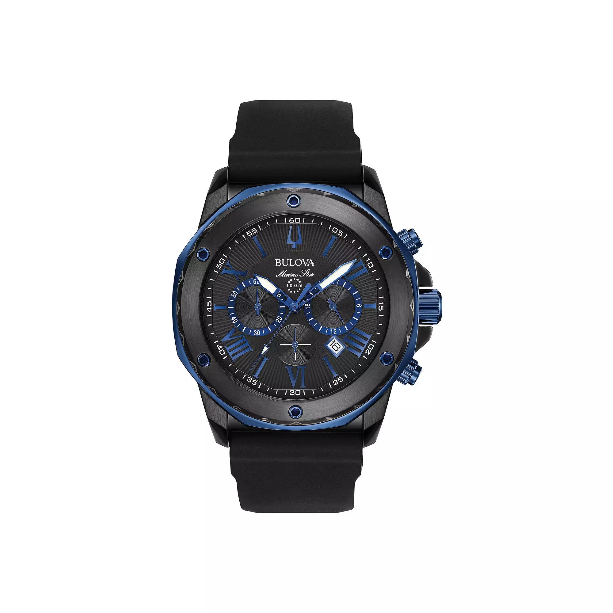 Bulova Men's Marine Star Black Strap Chronograph Watch - 98B308,  Product Image