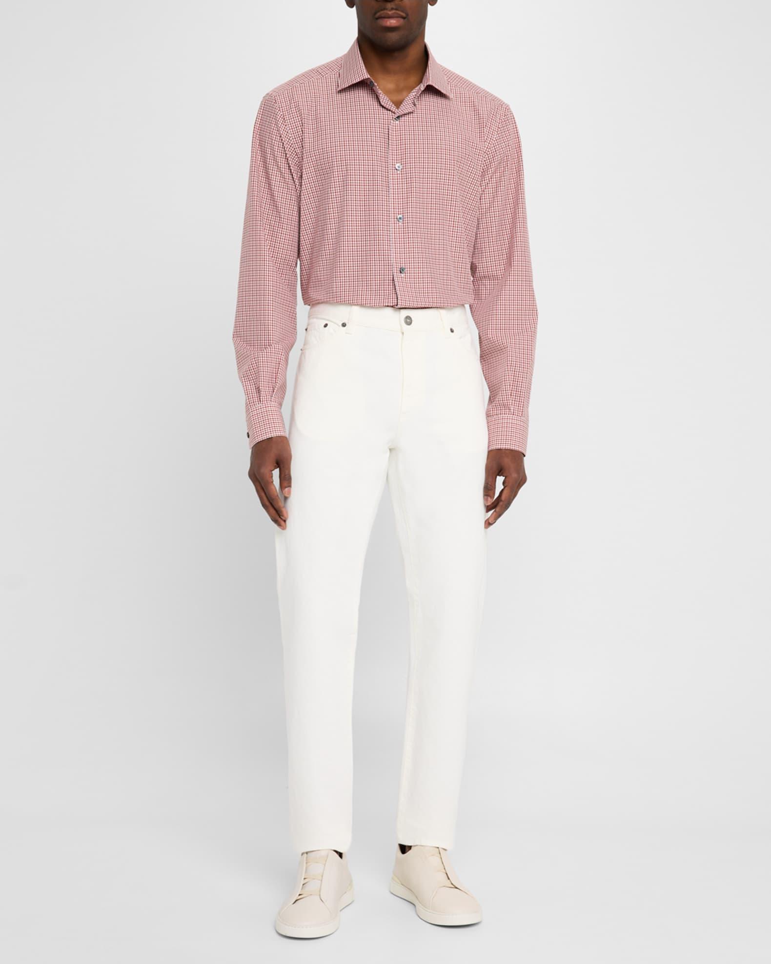 Men's Cotton Check Casual Button-Down Shirt Product Image