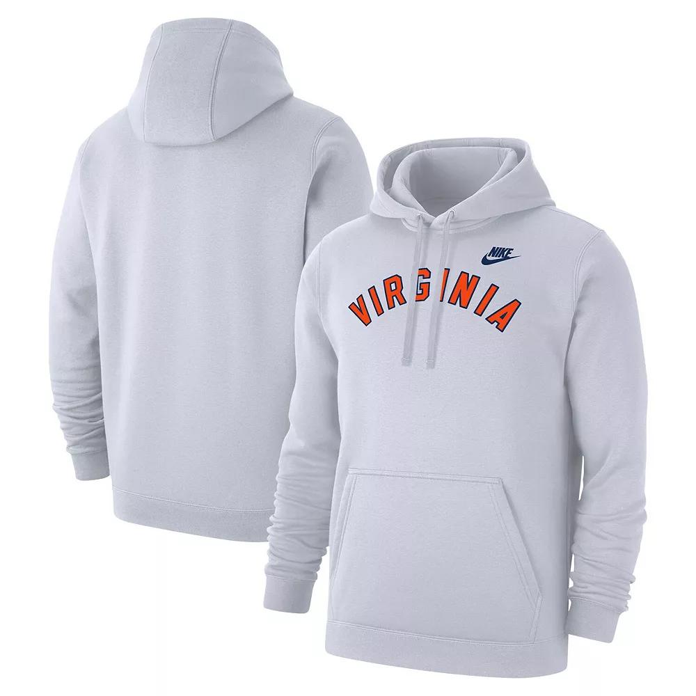 Men's Nike White Virginia Cavaliers Vintage Arch Block Wordmark Club Fleece Pullover Hoodie,  Product Image
