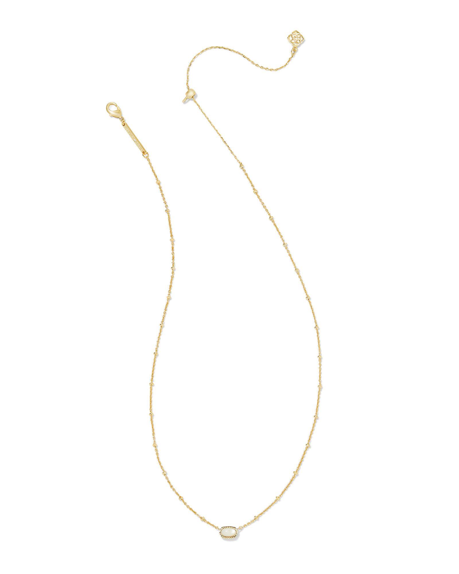 Mini Elisa Gold Satellite Short Pendant Necklace in Ivory Mother-of-Pearl Product Image