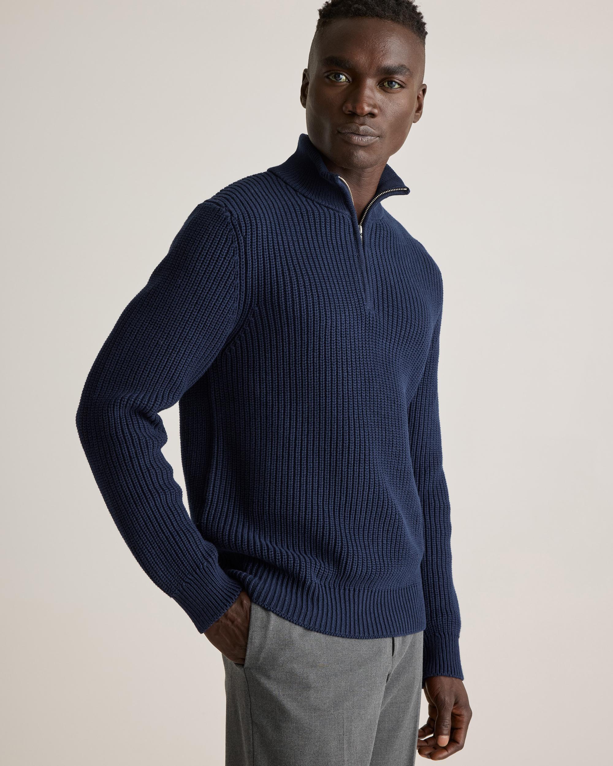 Quince | Men's Fisherman Quarter-Zip Sweater Organic Cotton Product Image