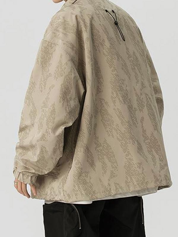 Men's Vintage Print Multi Pocket Zip Up Jacket Product Image