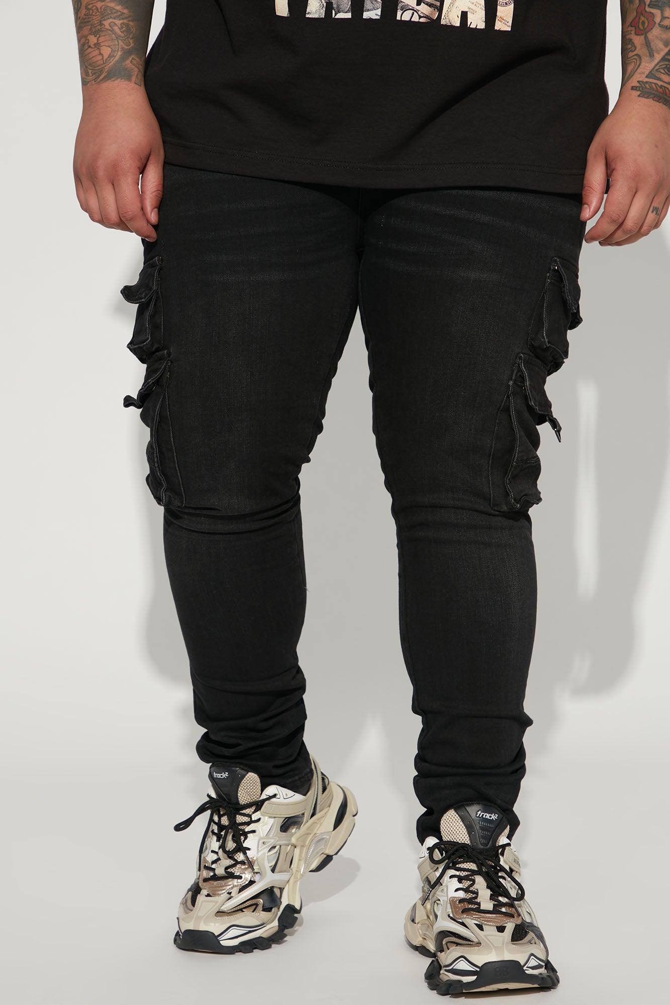 Loaded Stacked Skinny Cargo Jeans - Black Product Image