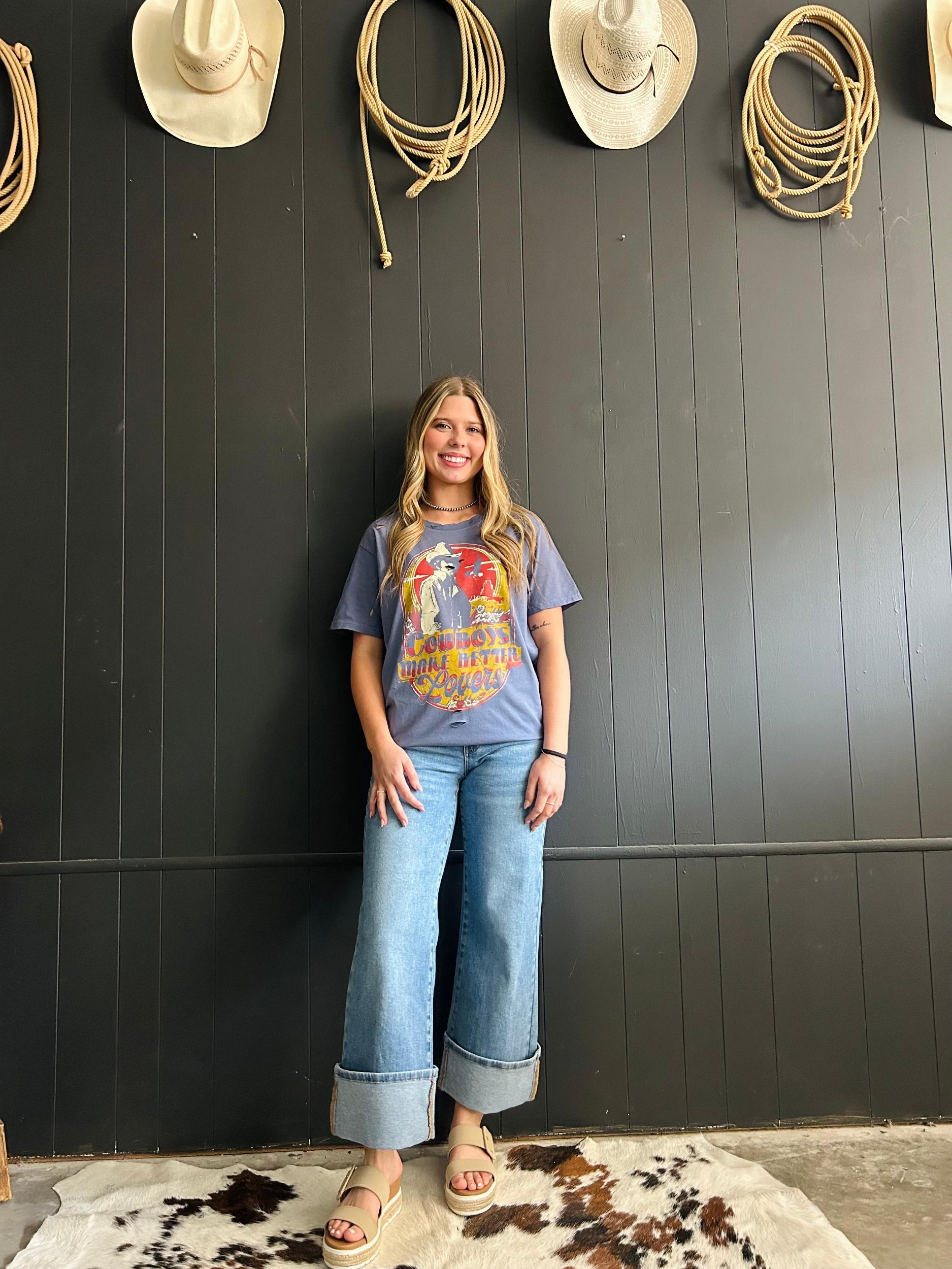 Cowboys Make Better Lovers Navy Holy Tee Product Image