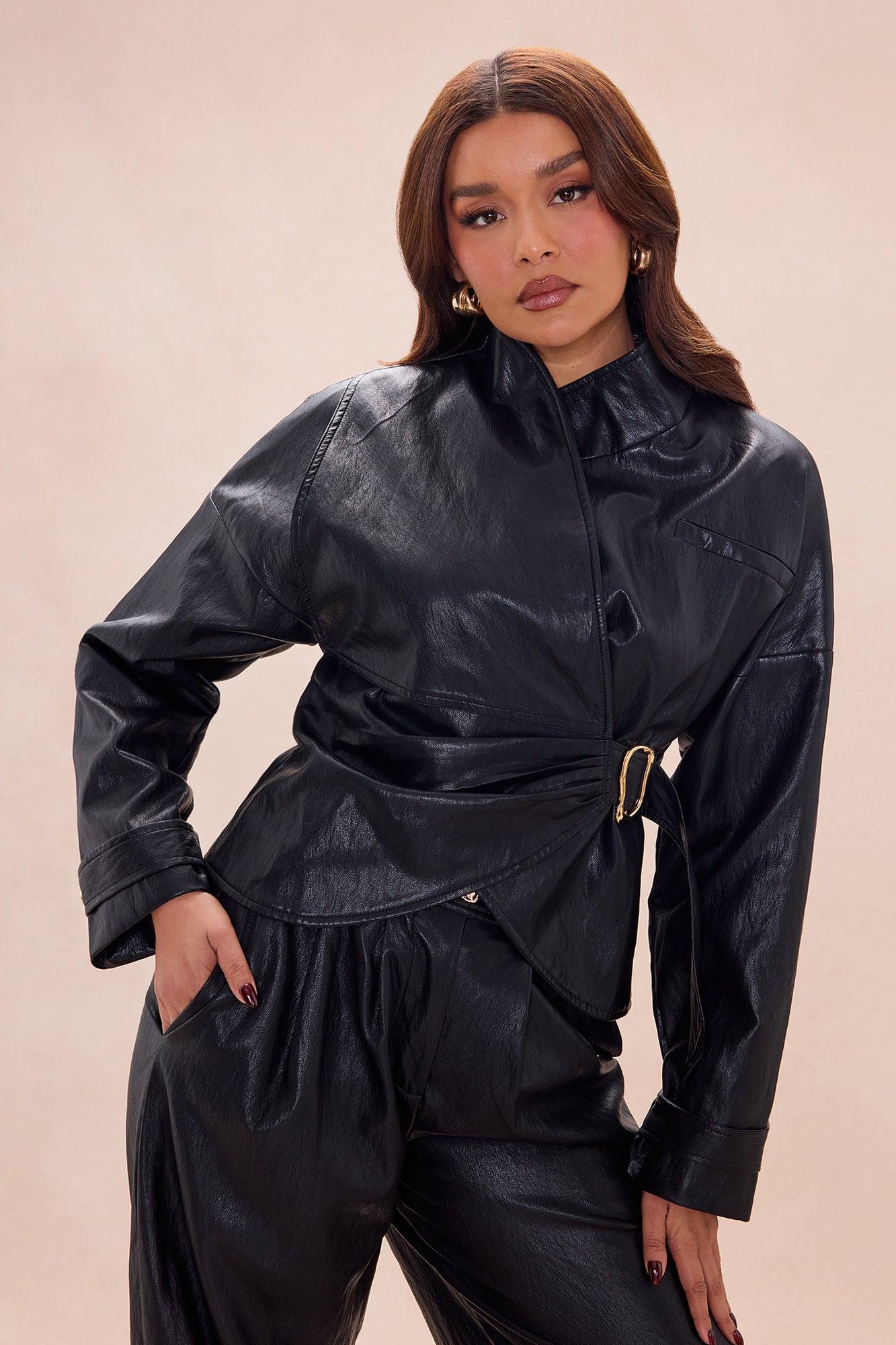 Mariella Faux Leather Jacket - Black Female Product Image