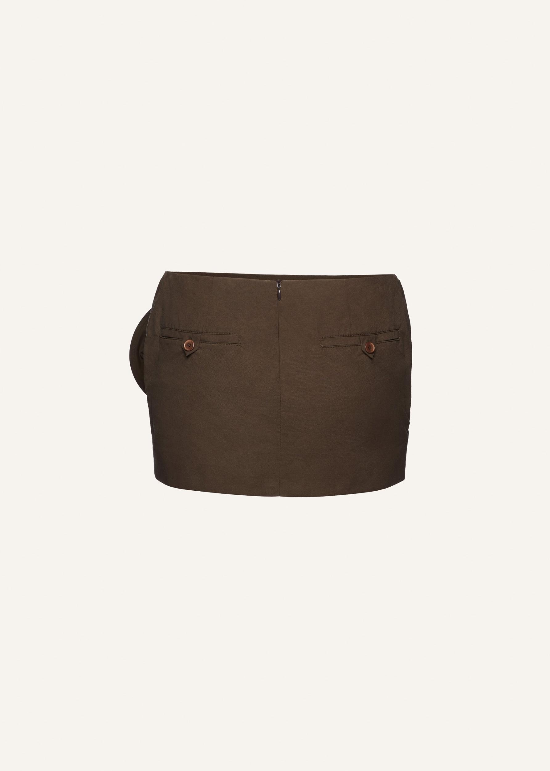 Low waist floral appliqué mini skirt in brown Product Image