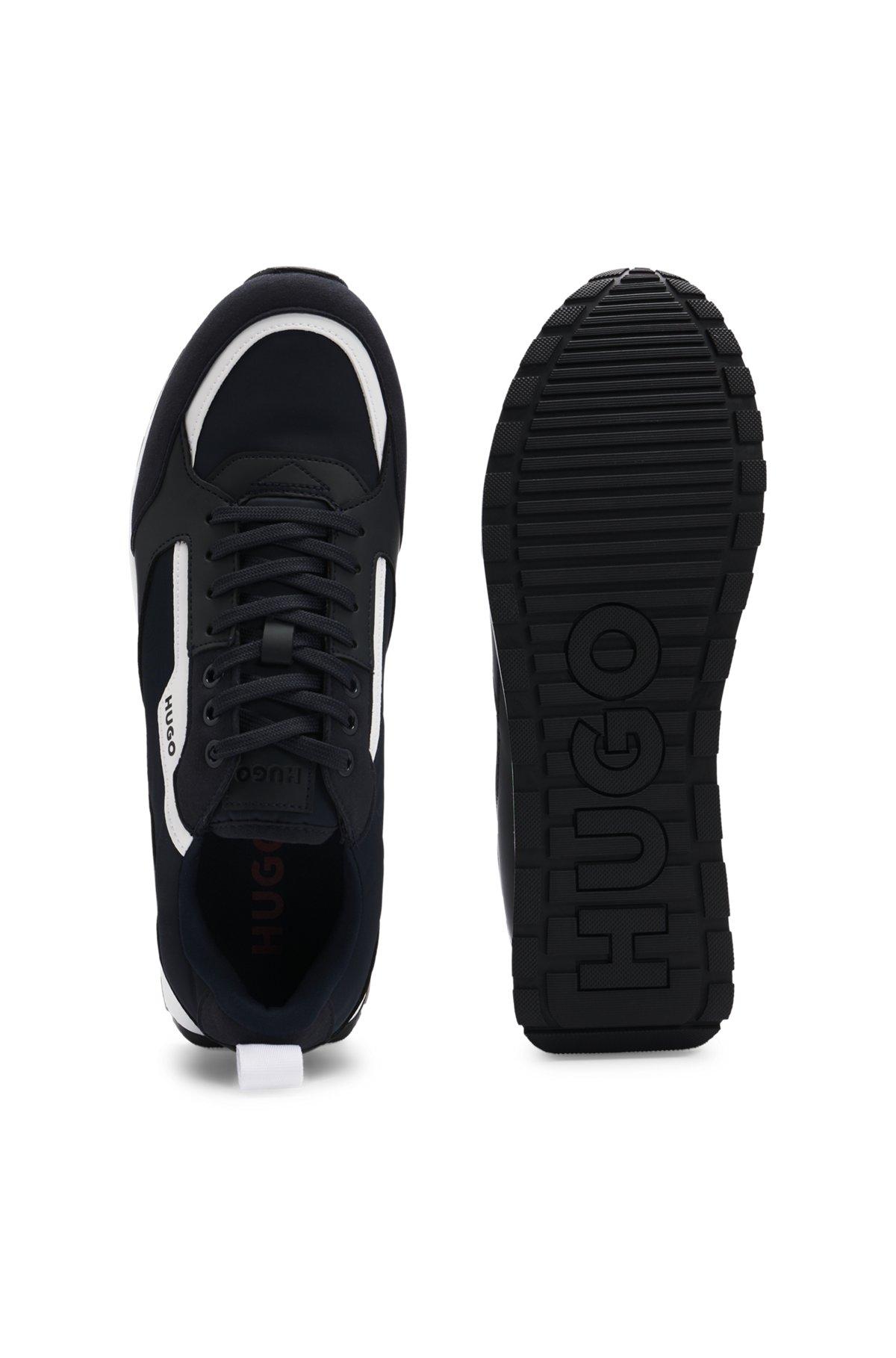 HUGO - Mixed-material trainers with branded accents - Dark Blue Product Image