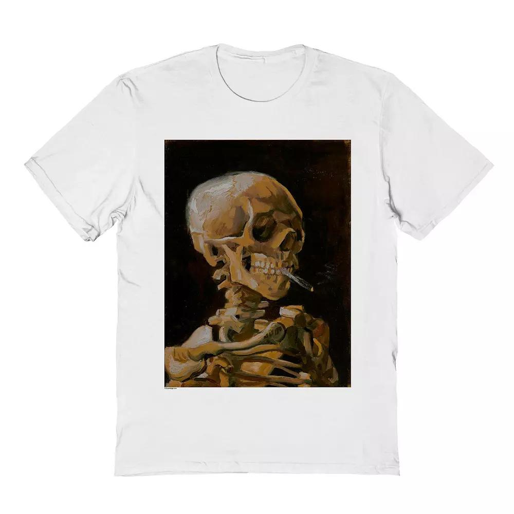 Men's Fine Art - Smoking Skeleton Graphic Tee, Size: Small, White Product Image