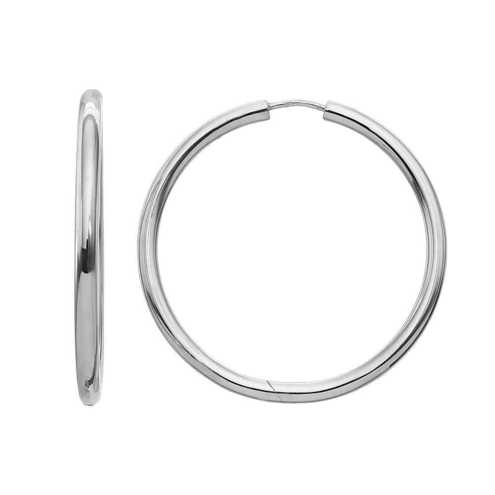 Sterling Silver Endless Hoop Earrings, Women's, White Over Silver Product Image