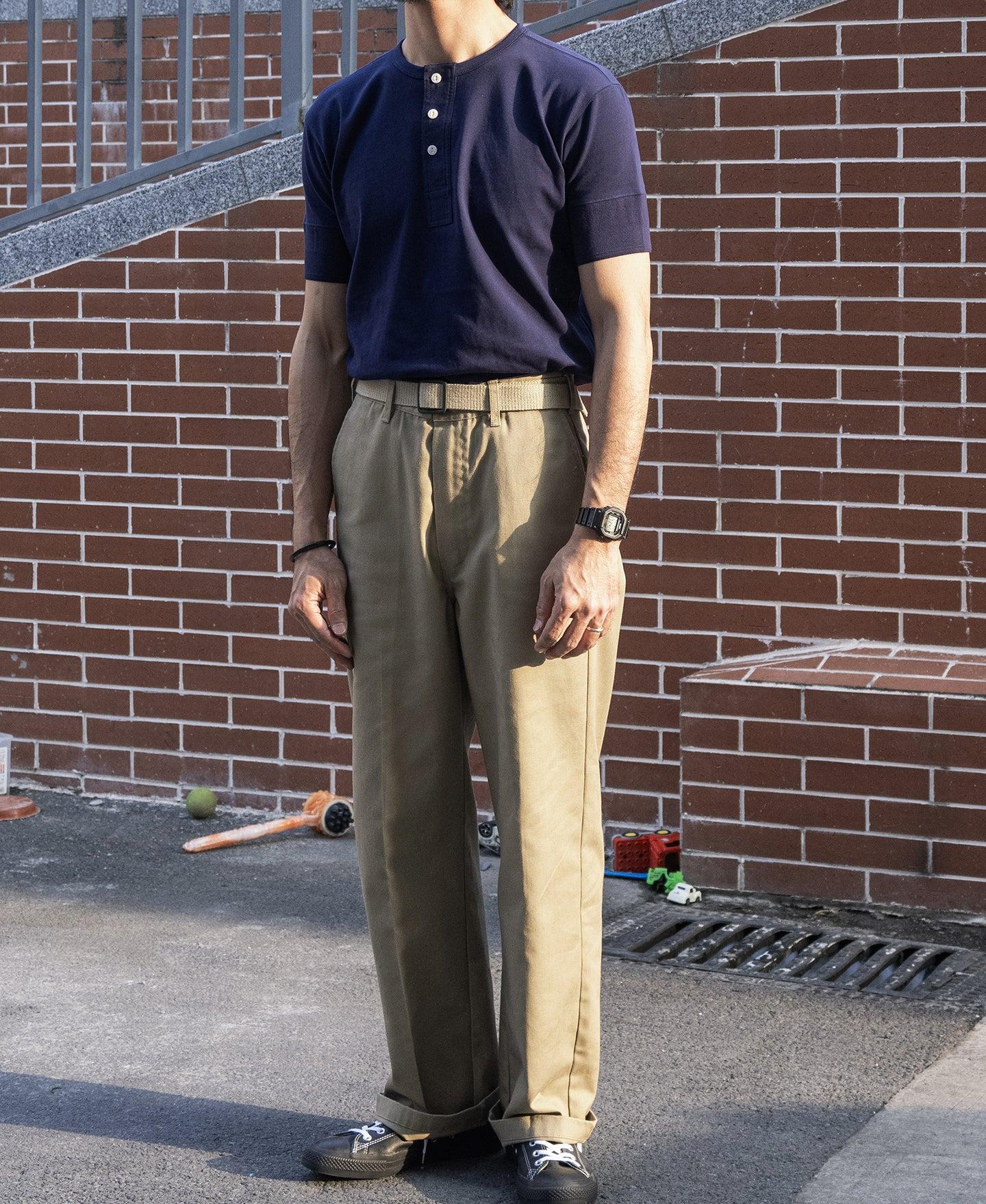 1970s Straight-Leg Work Pants - Khaki Product Image