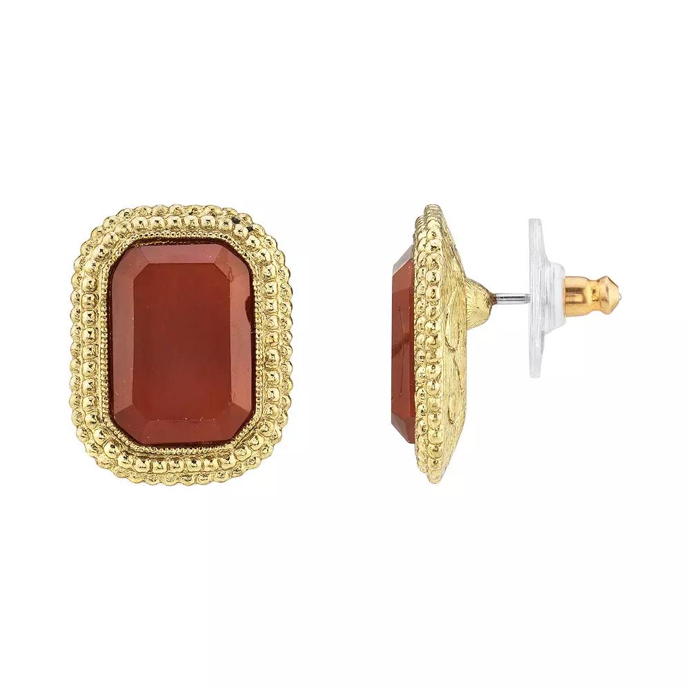 1928 Gold Tone Green Simulated Crystal Stud Earrings, Women's Product Image