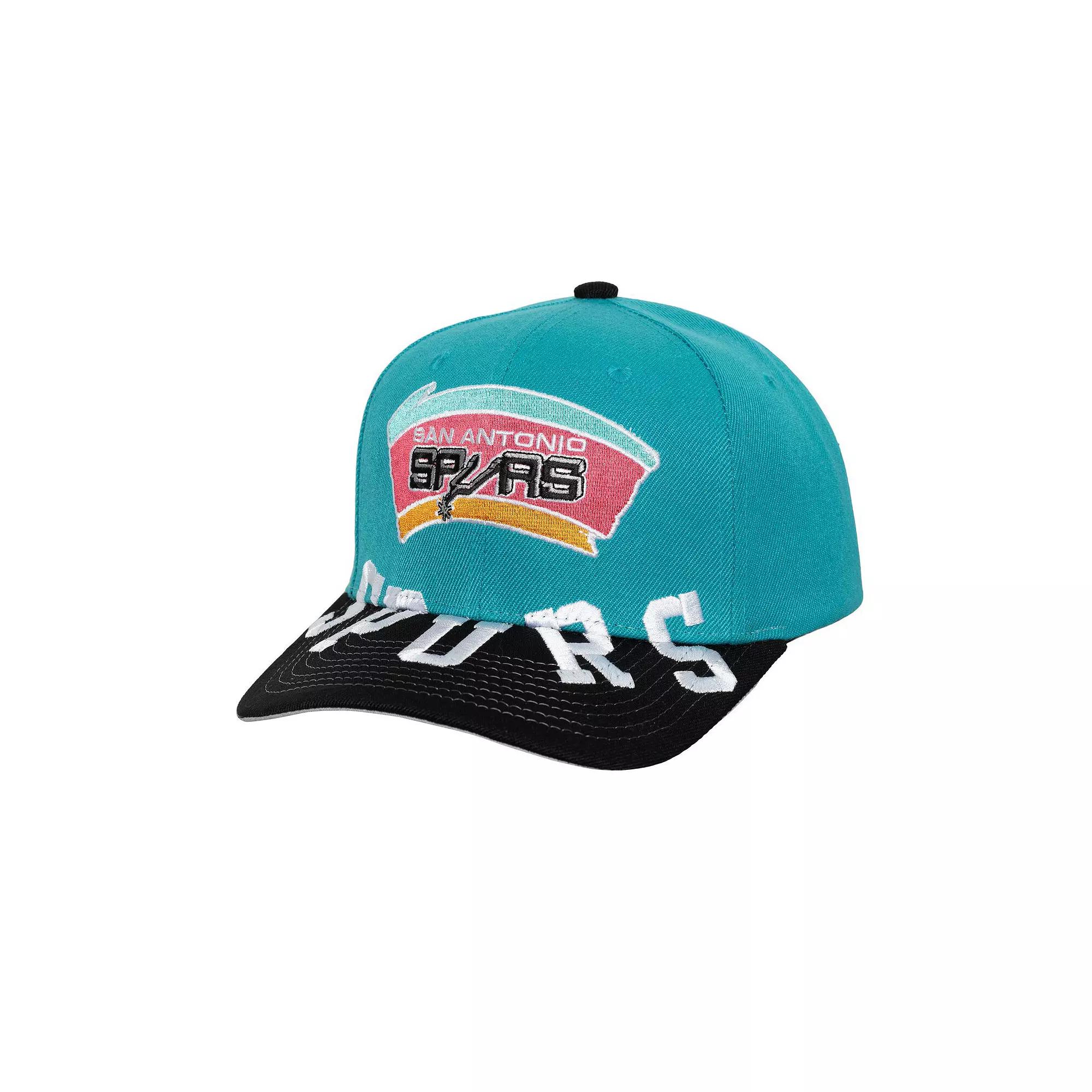Men's Mitchell & Ness Turquoise/Black San Antonio Spurs Underarch Two-Tone Pro Crown Snapback Hat, Turquoise A Product Image